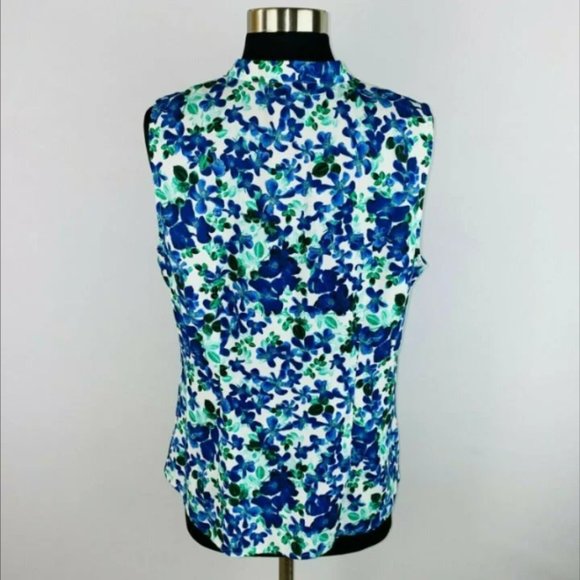 TRDUP- Ann Taylor Womens Medium Floral Print Ruffle Neckline Sleeveless - Picture 7 of 9